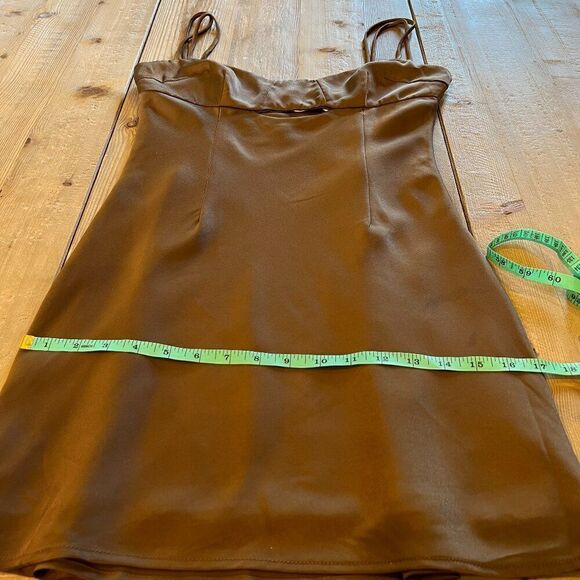 Meshki Ayla Chocolate Satin Cut out Mini Dress Size Small NWT - Picture 13 of 14